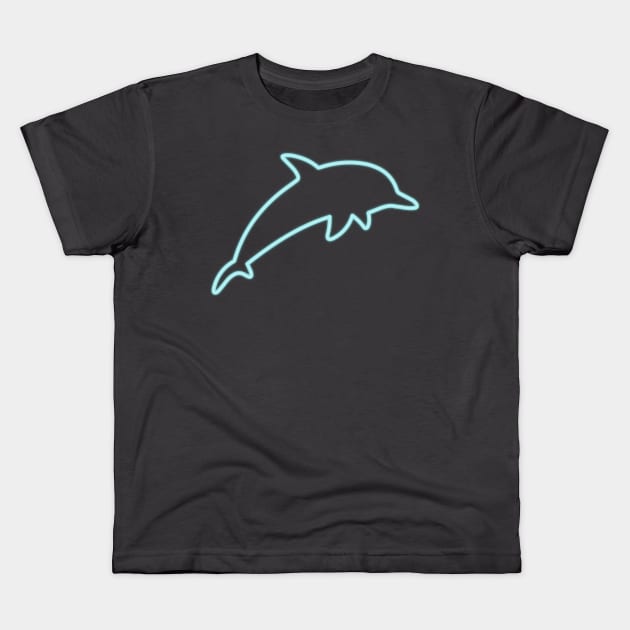 80's Gift 80s Retro Neon Sign Dolphin Kids T-Shirt by PhuNguyen